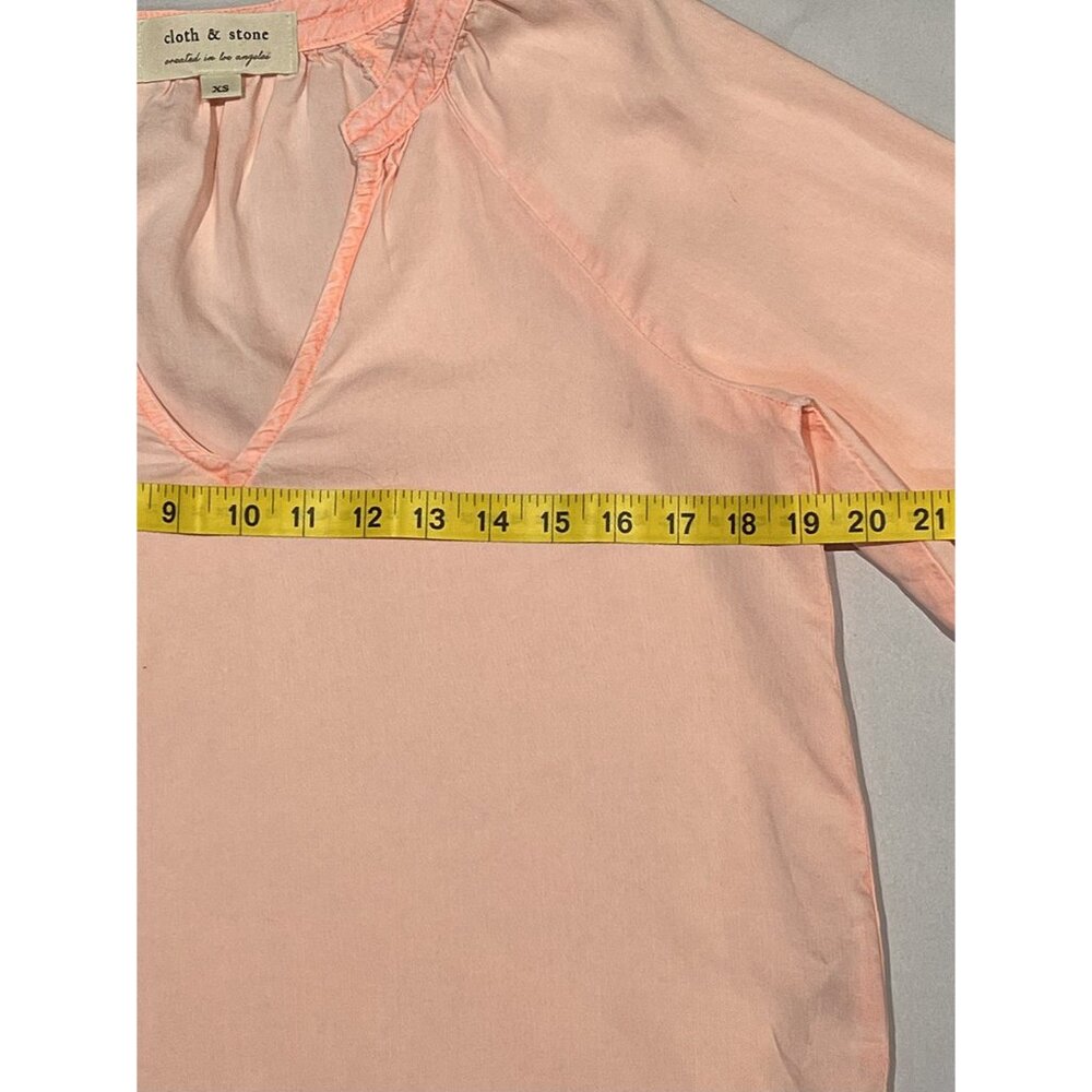 Anthropologie Cloth and Stone Women’s XS blouse top V Neck Long Sleeves Pink - Picture 6 of 8